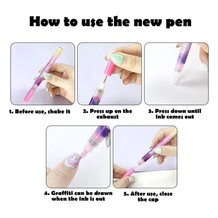 Nail Art Pen Set 12 Colors