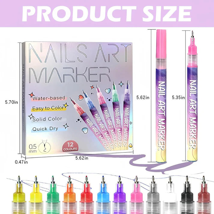 Nail Art Pen Set 12 Colors