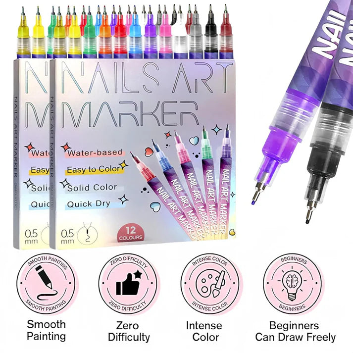 Nail Art Pen Set 12 Colors