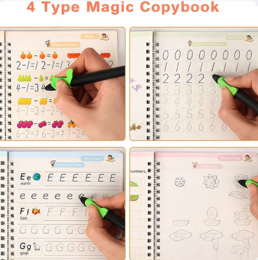 👶 KIDS GENIUS STARTER KIT: 4 Magic Copybooks + 10 Refills – Perfect Letters in DAYS, Not Years! ⭐